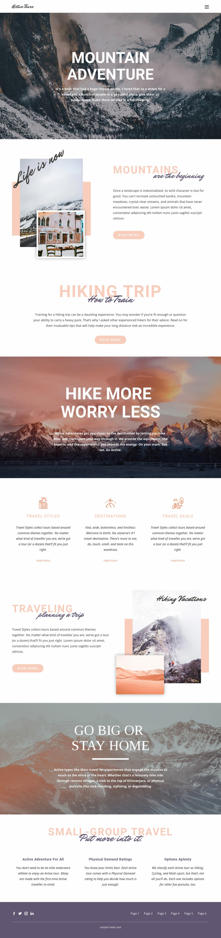 Guided backpacking trips Website Builder Templates
