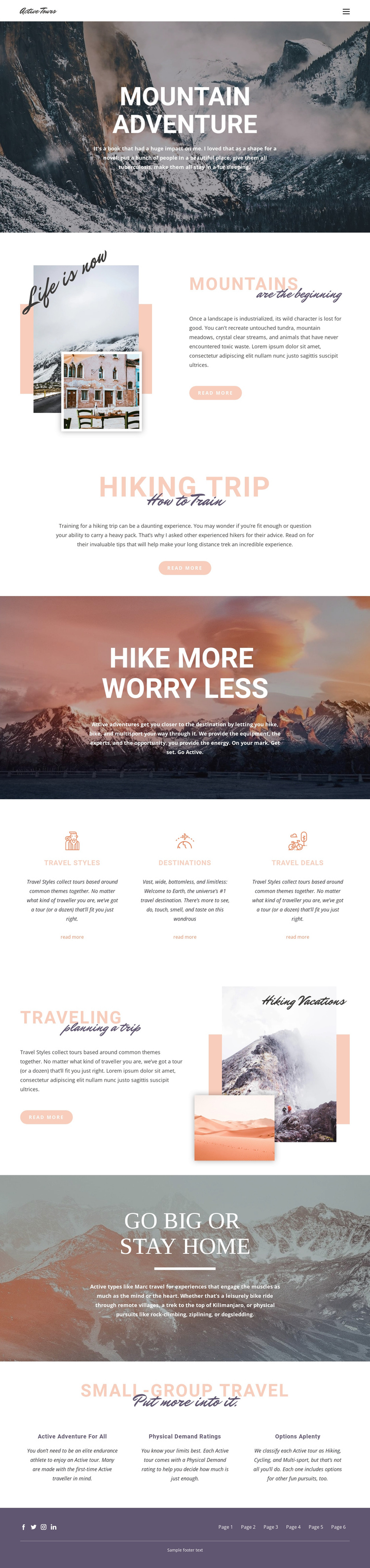 Guided backpacking trips Website Builder Software
