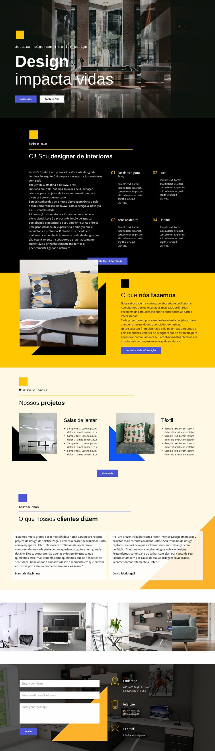 Design afeta a vida Maquete do site
