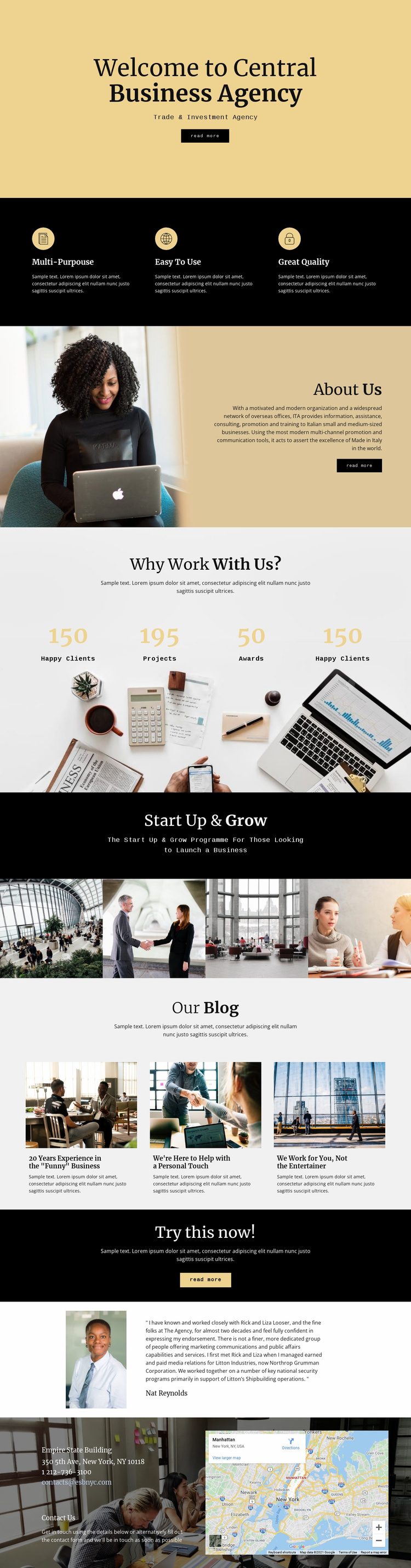 Central digital agency Landing Page