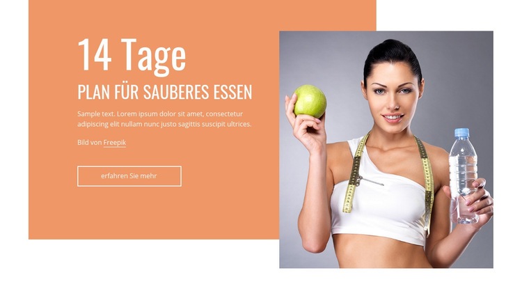 Sauberer Essensplan Website-Modell