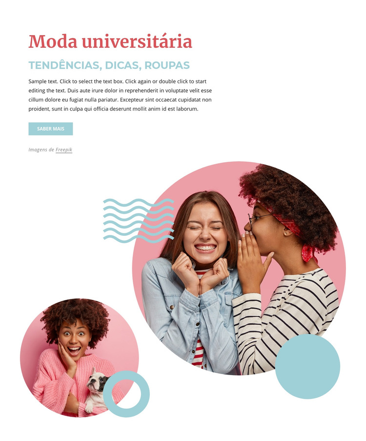 Tendências da moda universitária Modelo de site