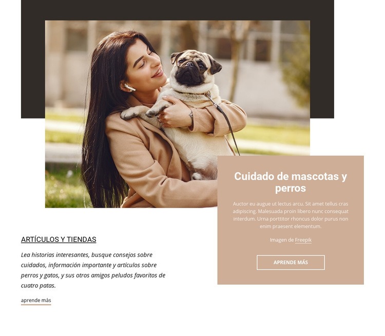 Cuidado de mascotas y perros Maqueta de sitio web