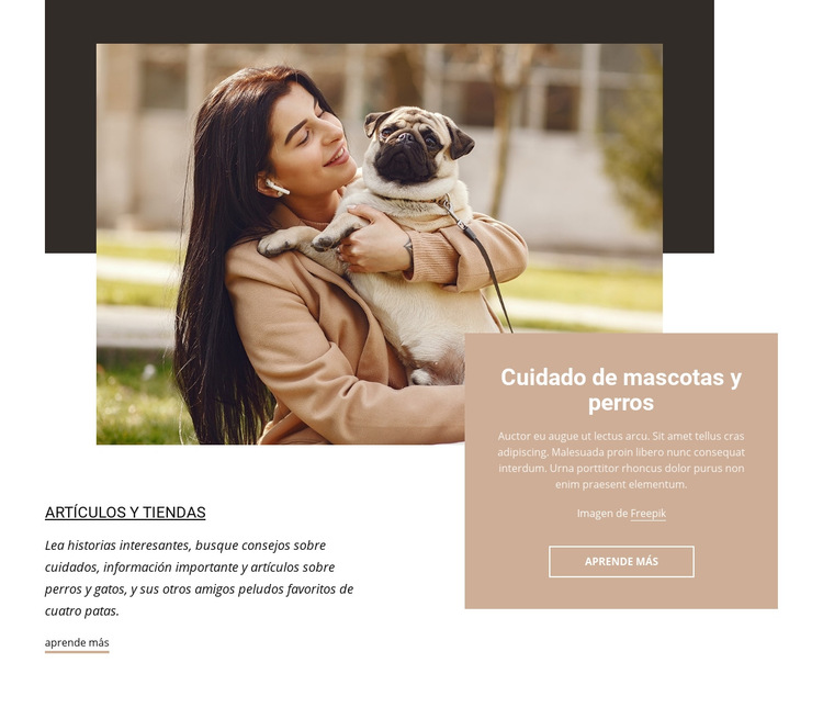 Cuidado de mascotas y perros Plantilla de sitio web