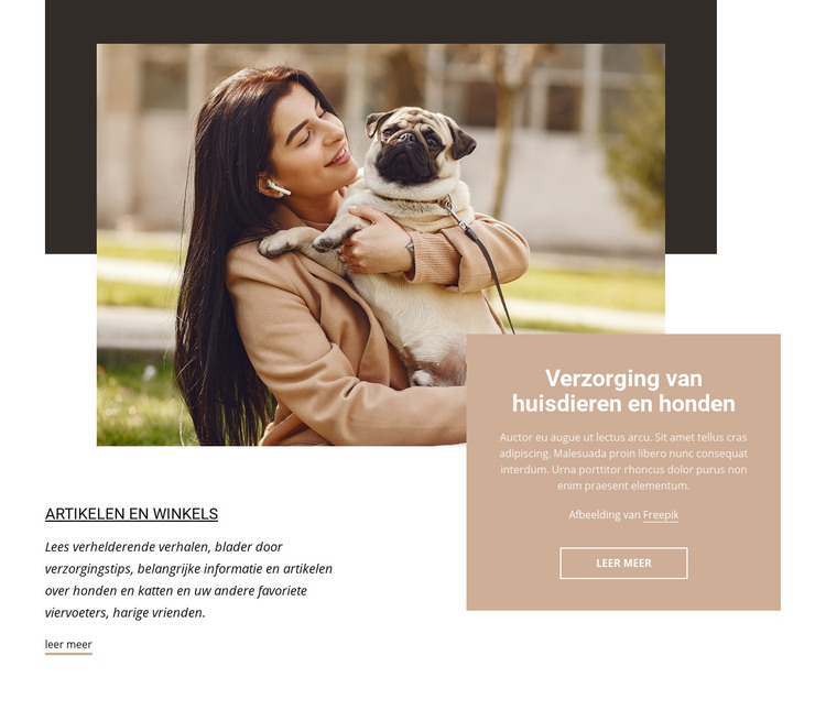 Verzorging van huisdieren en honden HTML-sjabloon