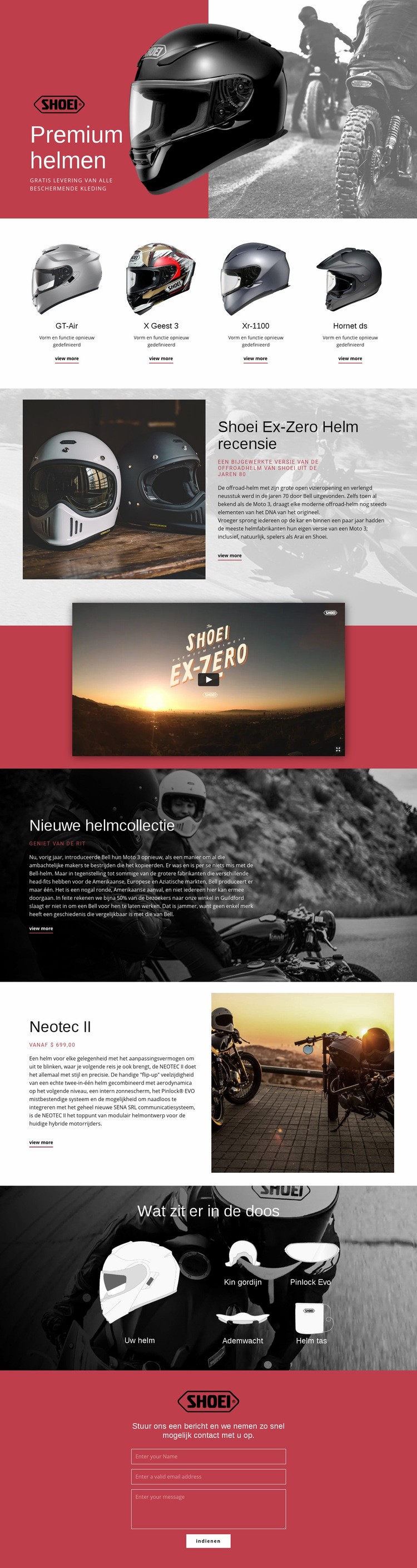 Premium helmen Website ontwerp