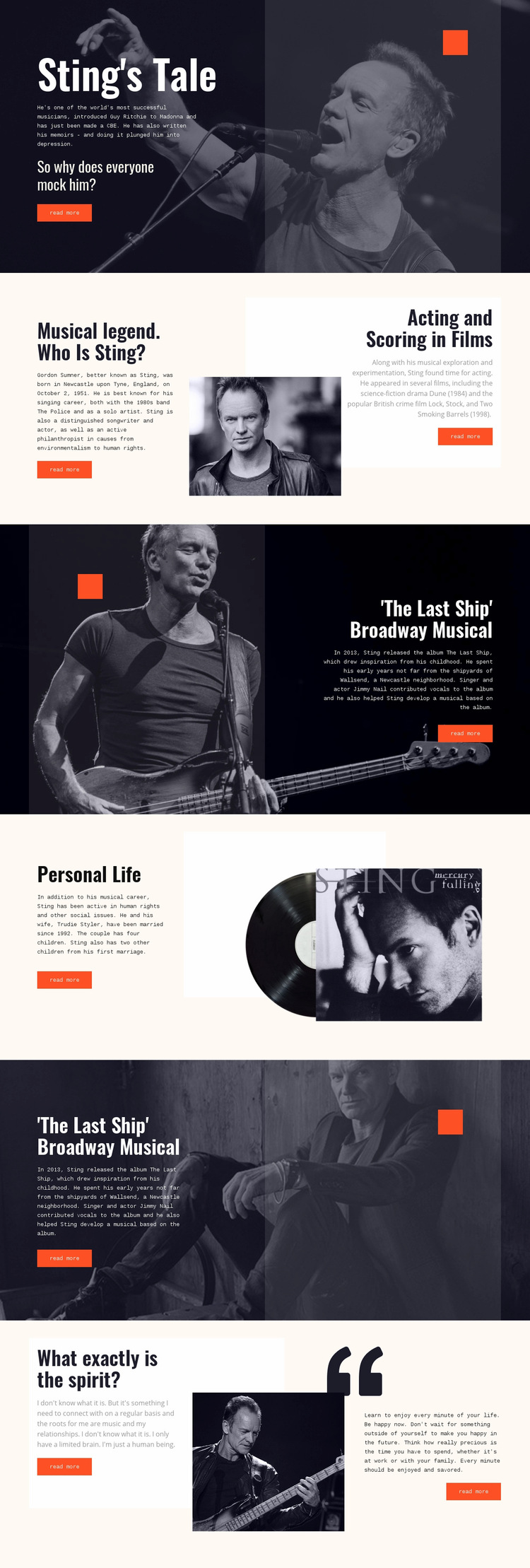 Sting Tale Web Page Design