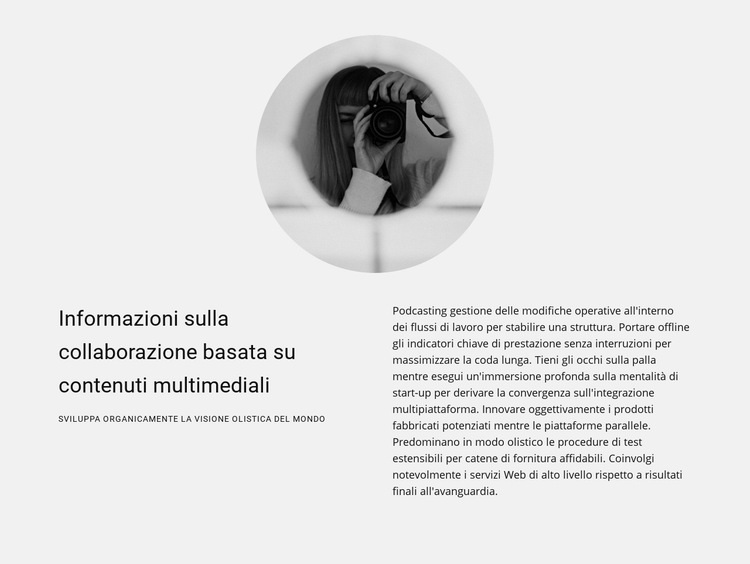 Sul lavoro di un fotografo Costruttore di siti web HTML