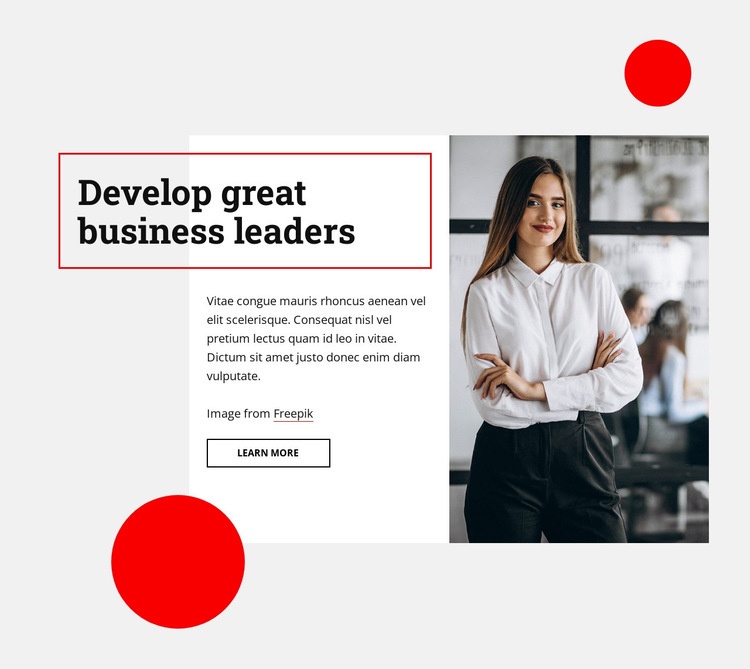Develop great business leaders Homepage Design