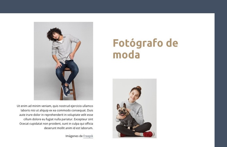 Fotógrafo de moda y estilo de vida Maqueta de sitio web
