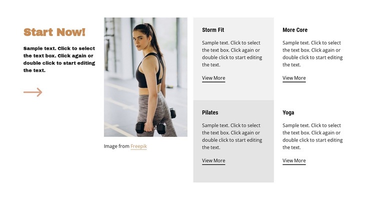 Running, cycling, gym Homepage Design