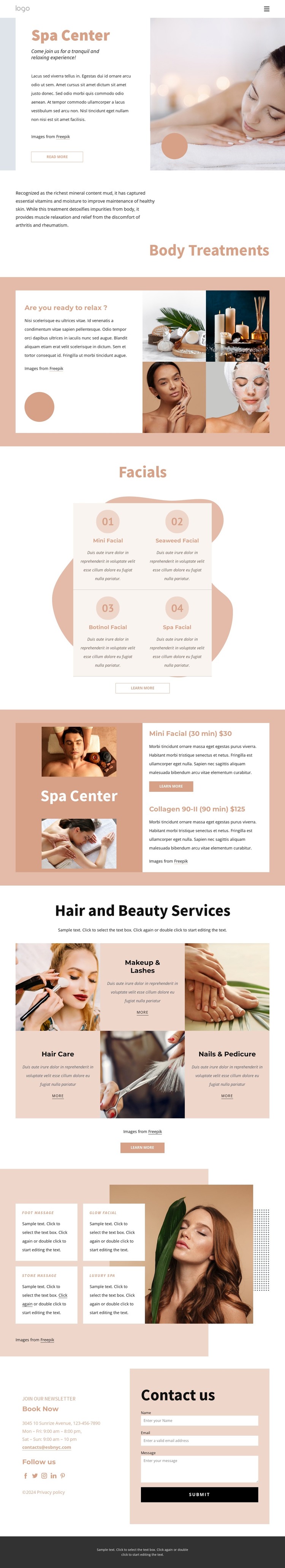 Aromatherapy and fitness spa Web Design