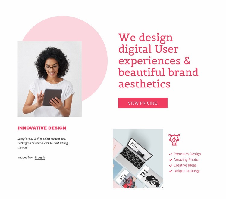 Digital user experience Web Page Design
