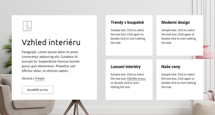 Luxusní interiéry Šablona webové stránky