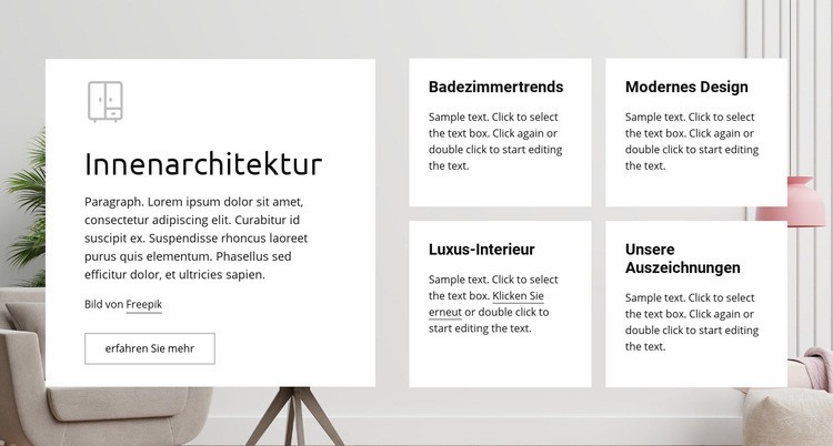 Luxus-Interieur Website Builder-Vorlagen