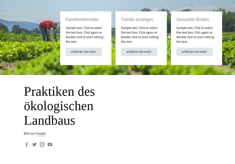 Praktiken des ökologischen Landbaus Website-Vorlage