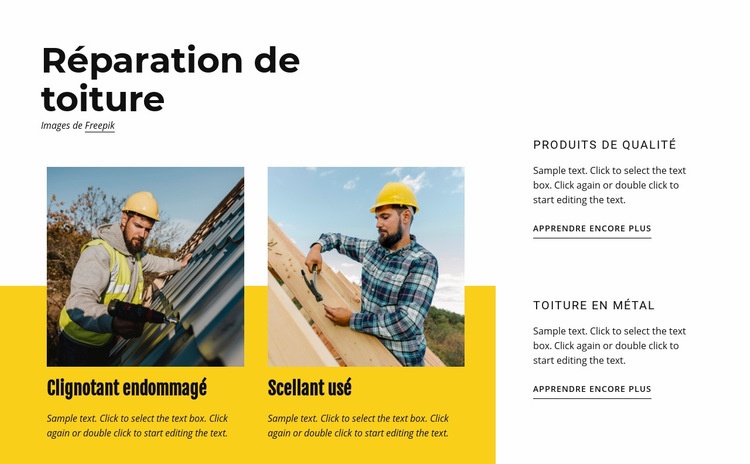 Services de réparation de toiture Modèles de constructeur de sites Web