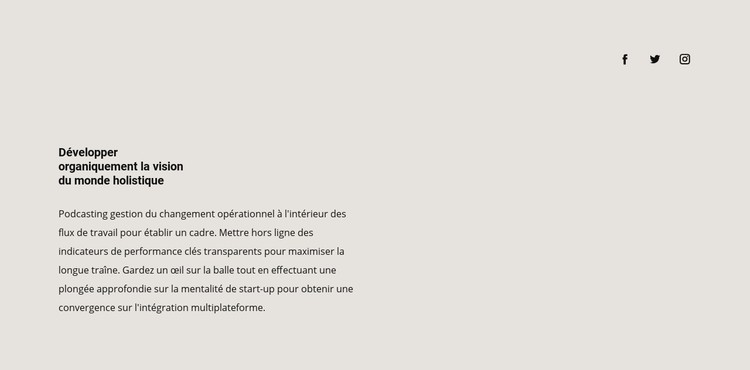 Texte et icônes sociales sur fond Modèle CSS