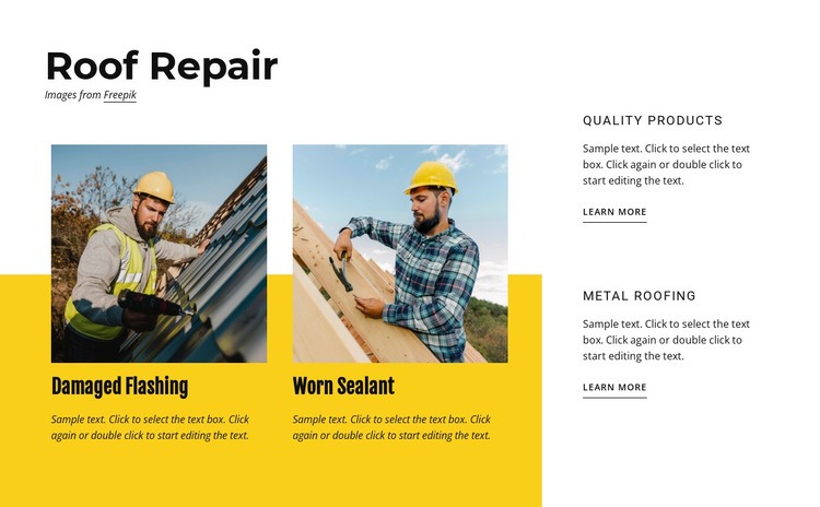 Roof repair services Homepage Design