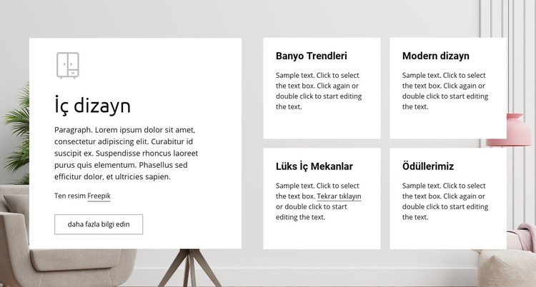 Lüks iç mekanlar Html Web Sitesi Oluşturucu