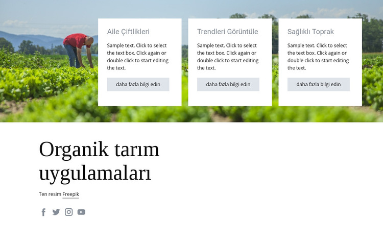 Organik tarım uygulamaları Web Sitesi Şablonu