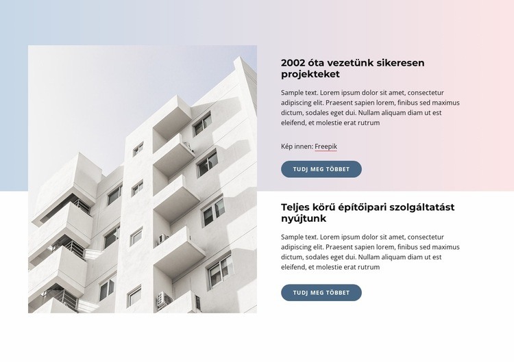 Építészet és kreativitás Weboldal tervezés