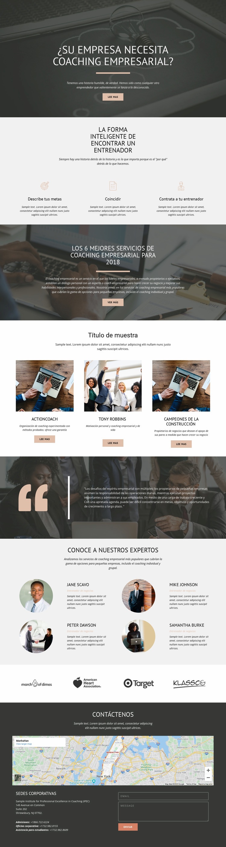 Coaching empresarial Maqueta de sitio web