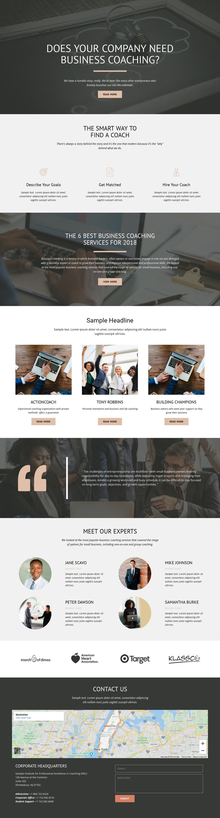 Business Coaching Homepage Design