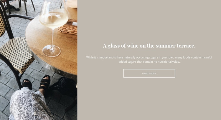 Glass of wine on the terrace Homepage Design