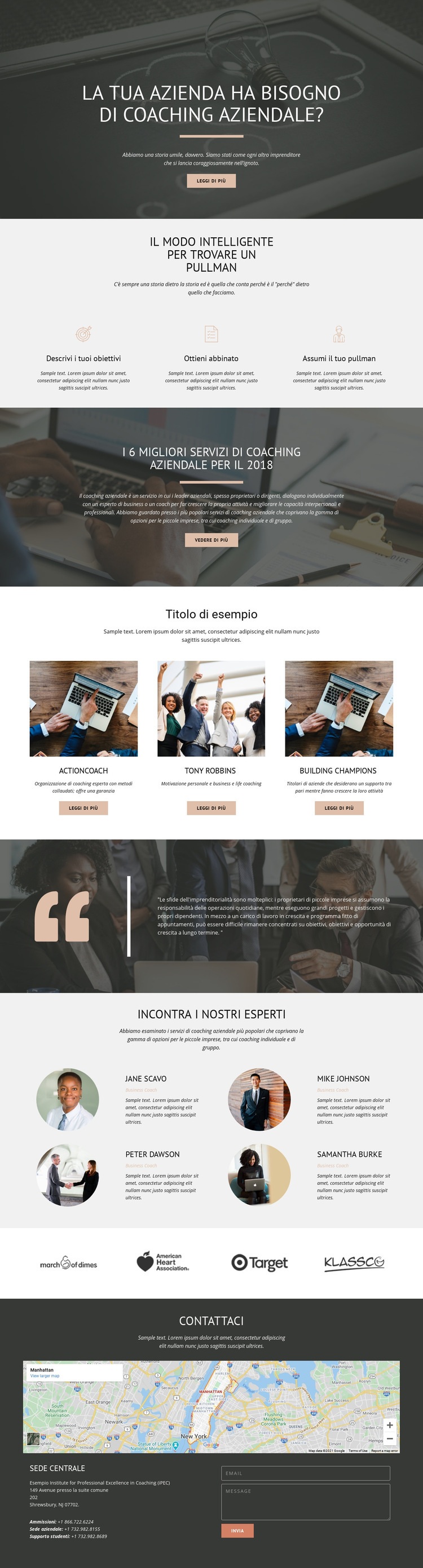 Coaching aziendale Mockup del sito web