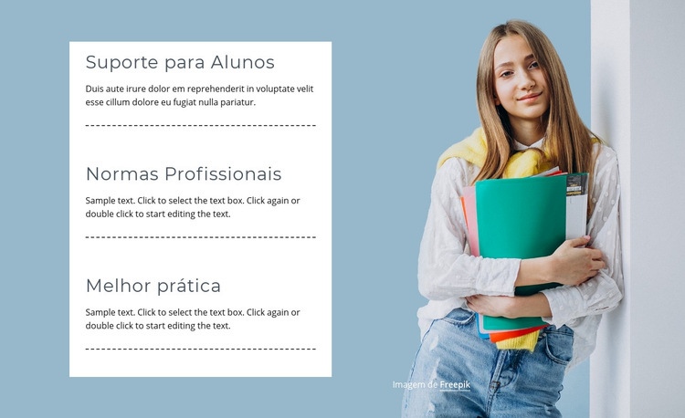 Suporte para alunos Construtor de sites HTML