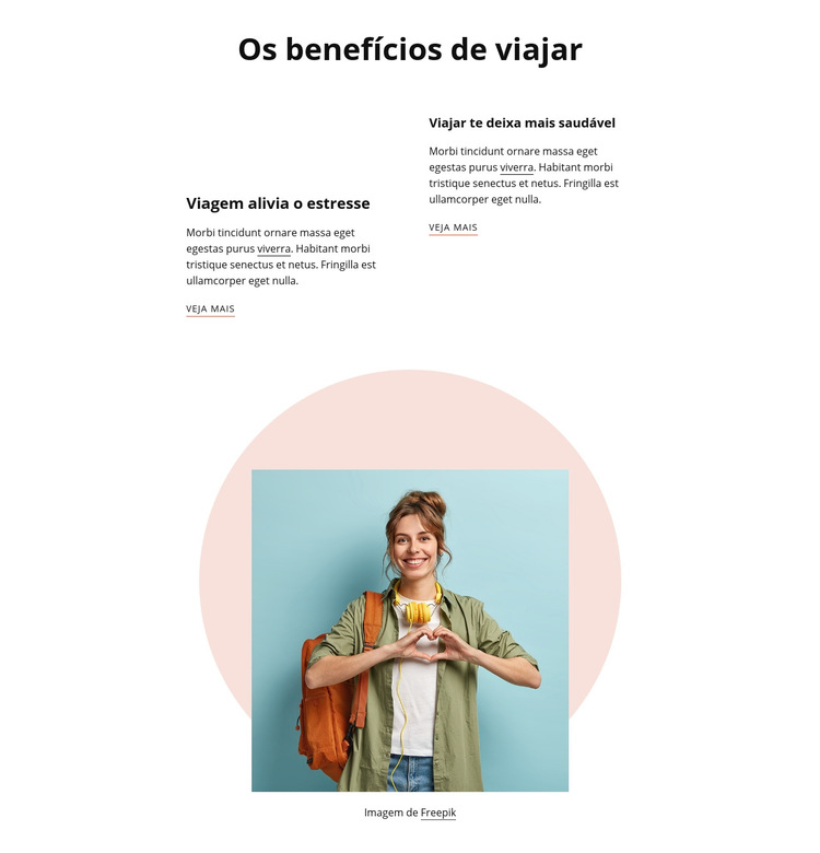 Benefícios de viajar Modelo de site