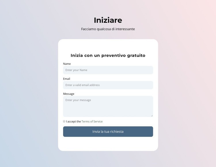 Modulo di contatto su gradiente Modelli di Website Builder