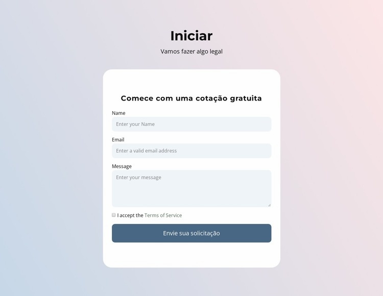 Formulário de contato em gradiente Modelo