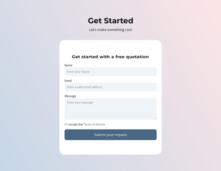 Contact form on gradient Static Site Generator