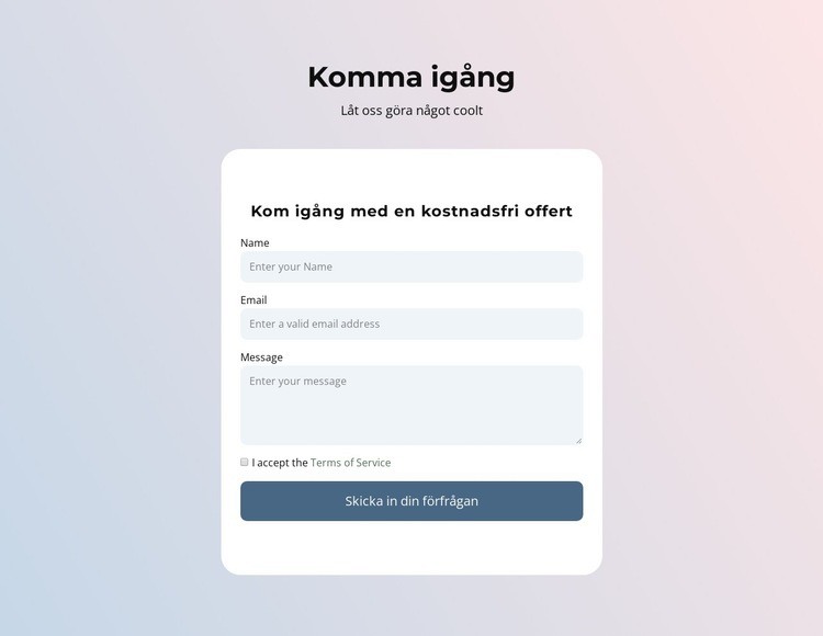 Kontaktformulär på gradient Hemsidedesign