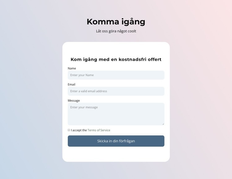 Kontaktformulär på gradient WordPress -tema