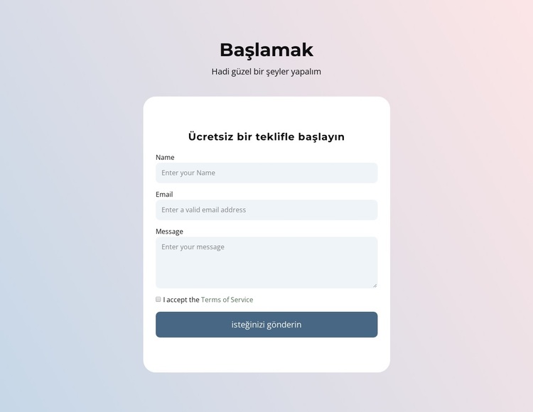 Gradyan üzerinde iletişim formu WordPress Teması