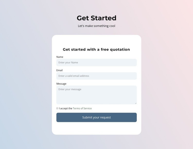 Contact form on gradient Webflow Template Alternative