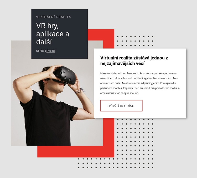 VR hry, aplikace a další Webový design