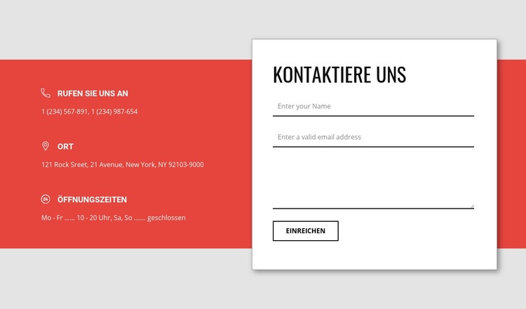 Überlappendes Kontaktformular HTML Website Builder
