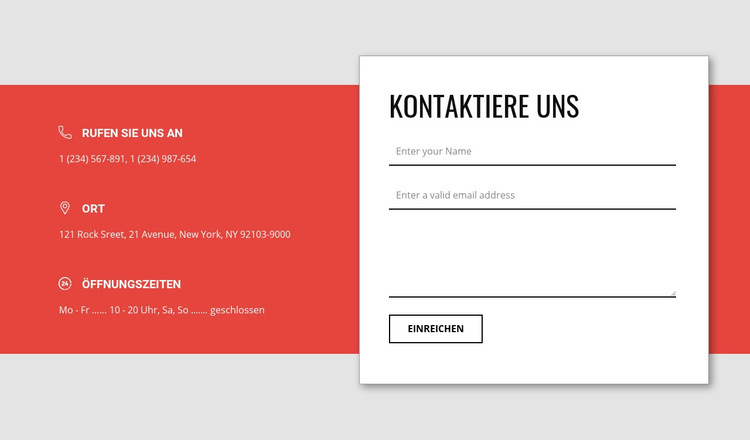 Überlappendes Kontaktformular Website-Vorlage