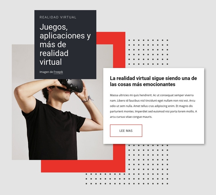 Juegos de realidad virtual, aplicaciones y más Plantillas de creación de sitios web