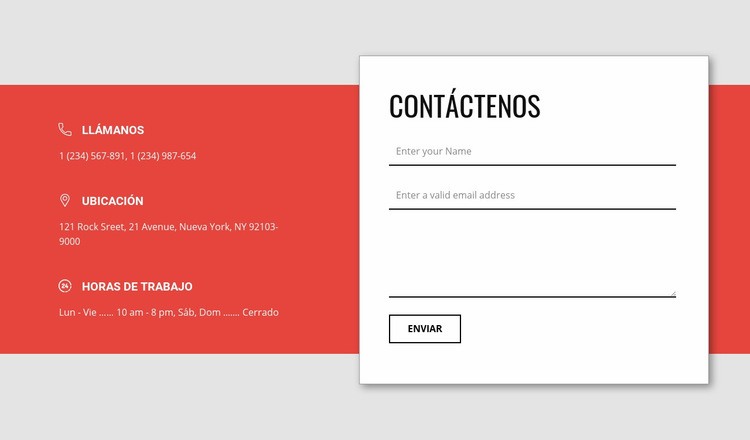 Formulario de contacto superpuesto Diseño de páginas web