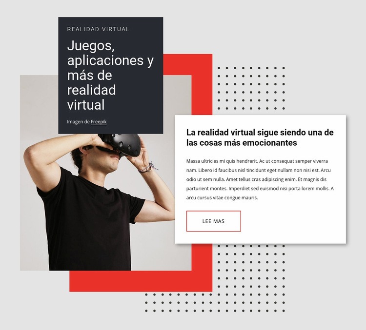Juegos de realidad virtual, aplicaciones y más Plantilla HTML5