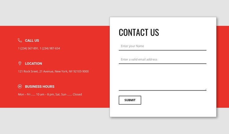 Overlapping contact form Homepage Design