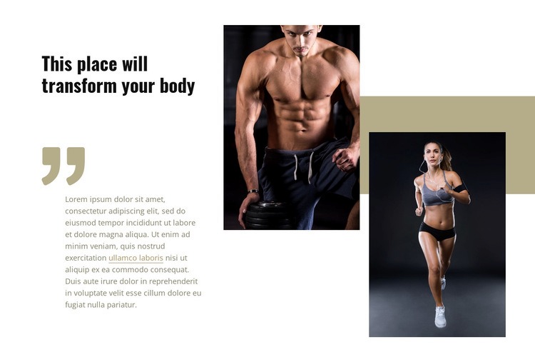 This place will transform your body Html Code Example