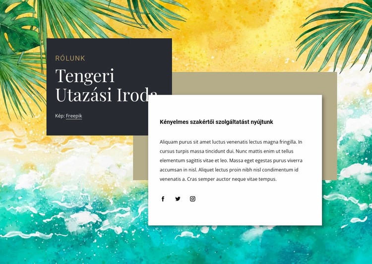 Tengeri utazási iroda Weboldal tervezés