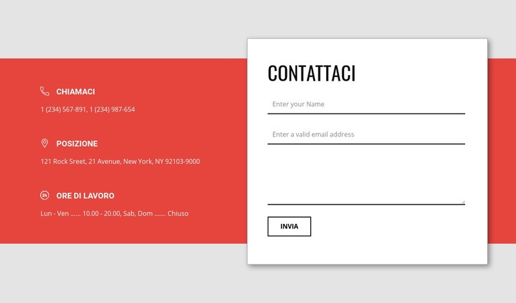 Modulo di contatto sovrapposto Mockup del sito web