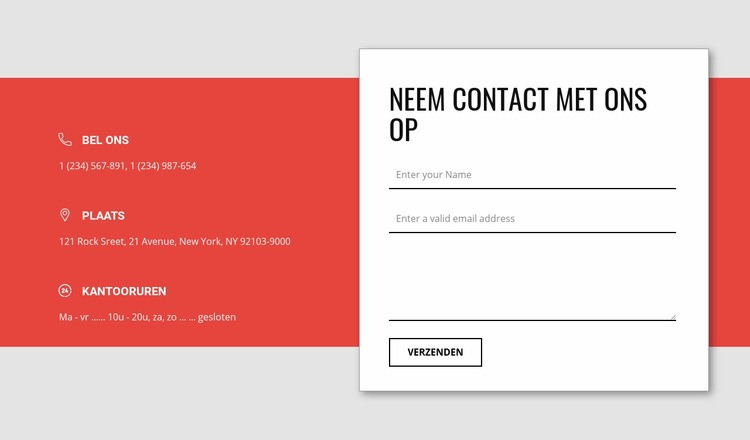 Overlappend contactformulier Website mockup